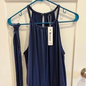 Newshows Women's Summer Dress, Navy Blue, Size L